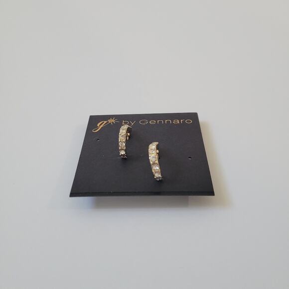 G By Gennaro Gold Tone Crystal Huggie Earrings NWT Clean Girl Accessories - Picture 3 of 4
